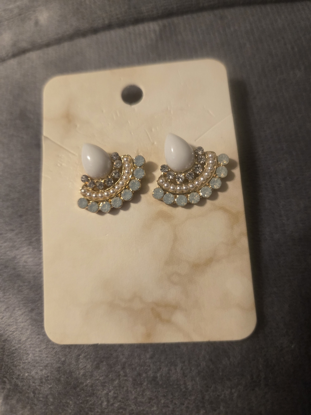 New White And Opal Earrings